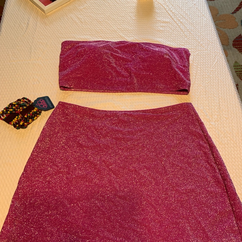 PINK Victoria's Secret Glittery Pink Bikini Set